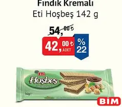 ETİ HOŞBEŞ FINDIK KREMALI GOFRET 142 G fiyat ve kampanya bilgisi